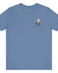Bald eagle with American flag feathers on "Eagle of Valor" Patriotic Shirts, Lavender blue color fabric, American Shirts design. front view