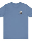 Patriotic Shirts Libertas Semper Eagle Flag Tee flat lay, lavender blue featuring an eagle and American flag with scrollwork on a unisex 100% cotton shirt, ideal for American pride