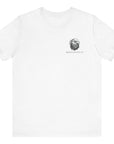 Patriotic Shirts Libertas Semper Eagle Flag Tee flat lay, white featuring an eagle and American flag with scrollwork on a unisex 100% cotton shirt, ideal for American pride