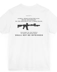 Second Amendment Patriotic Shirt with Rifle and Text Design, bill of rights, white colored shirt