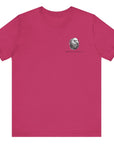 Patriotic Shirts Libertas Semper Eagle Flag Tee flat lay, berry color featuring an eagle and American flag with scrollwork on a unisex 100% cotton shirt, ideal for American pride
