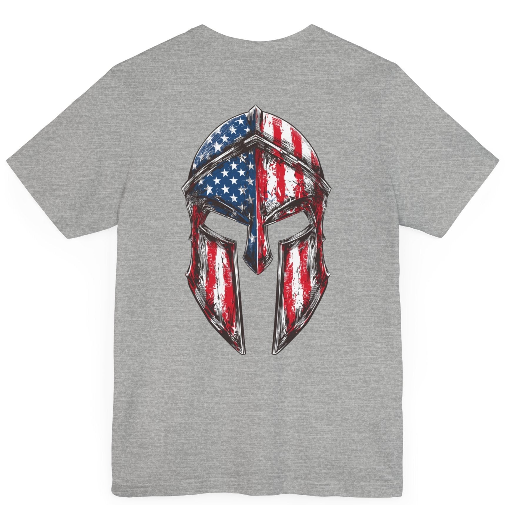 patriotic shirt, Spartan Spirit Patriotic T-Shirt with American Flag Design, athletic heather color shirt, back side