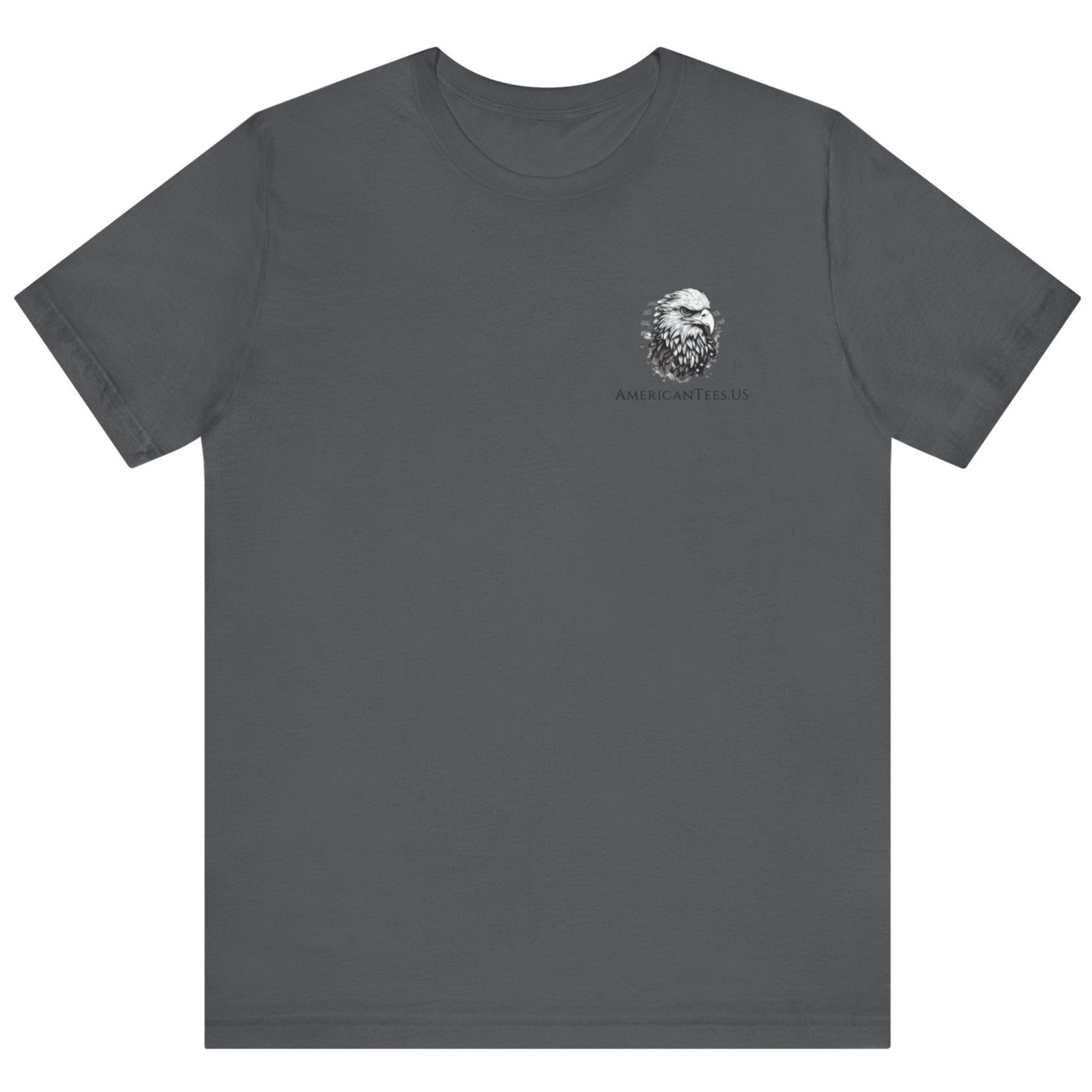 Second Amendment Patriotic Shirt with Rifle and Text Design, bill of rights, asphalt colored shirt, front view