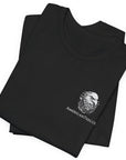 Patriotic Shirts Pro Libertas Semper Flag Eagle Tee, black, folded, featuring a bold eagle clutching an American flag with scrollwork on a unisex 100% cotton shirt, ideal for American pride