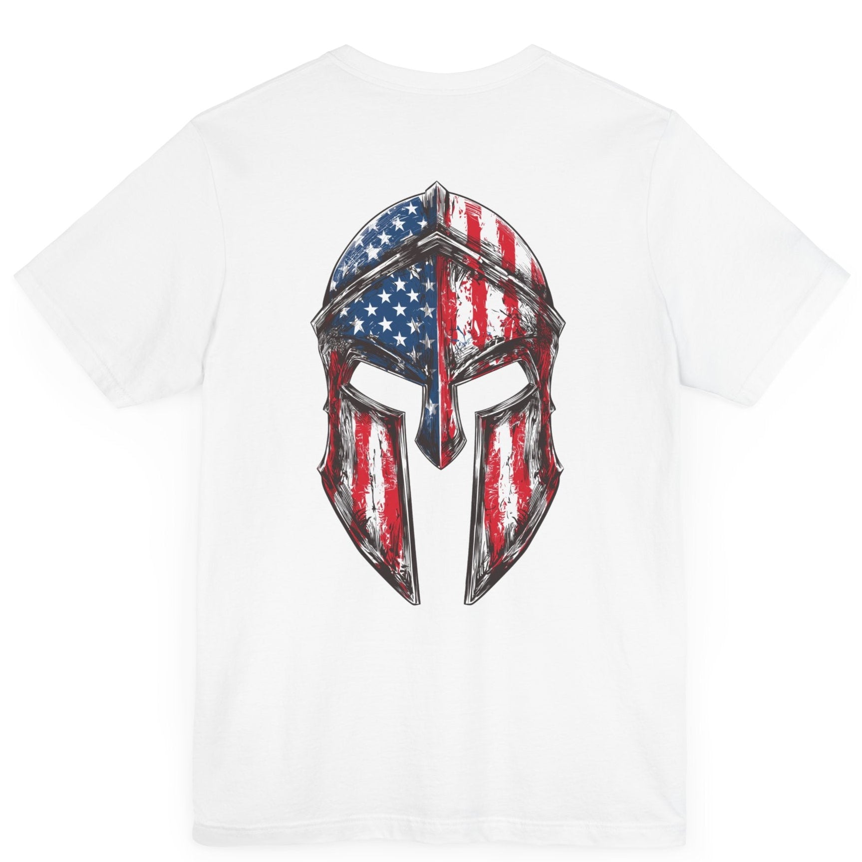 patriotic shirt, Spartan Spirit Patriotic T-Shirt with American Flag Design, white color shirt, back side
