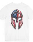patriotic shirt, Spartan Spirit Patriotic T-Shirt with American Flag Design, white color shirt, back side