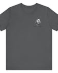 Bald eagle with American flag feathers on "Eagle of Valor" Patriotic Shirts, asphalt color fabric, American Shirts design. front view