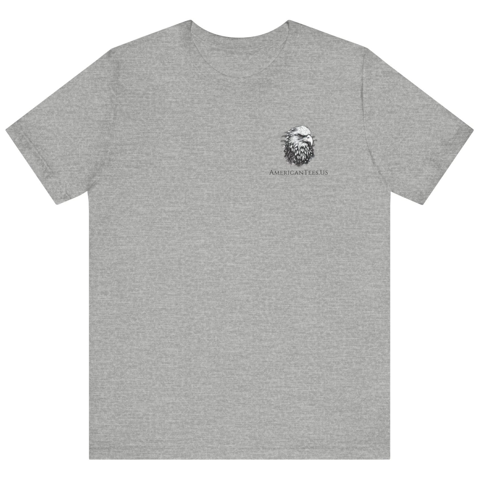 Semper Fortis Patriotic Shirt with Eagle Flag Design, American, athletic heather color shirt, front view