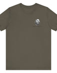 Second Amendment Patriotic Shirt with Rifle and Text Design, bill of rights, army green colored shirt, front view