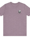Patriotic Shirts Libertas Semper Eagle Flag Tee flat lay, heather purple featuring an eagle and American flag with scrollwork on a unisex 100% cotton shirt, ideal for American pride