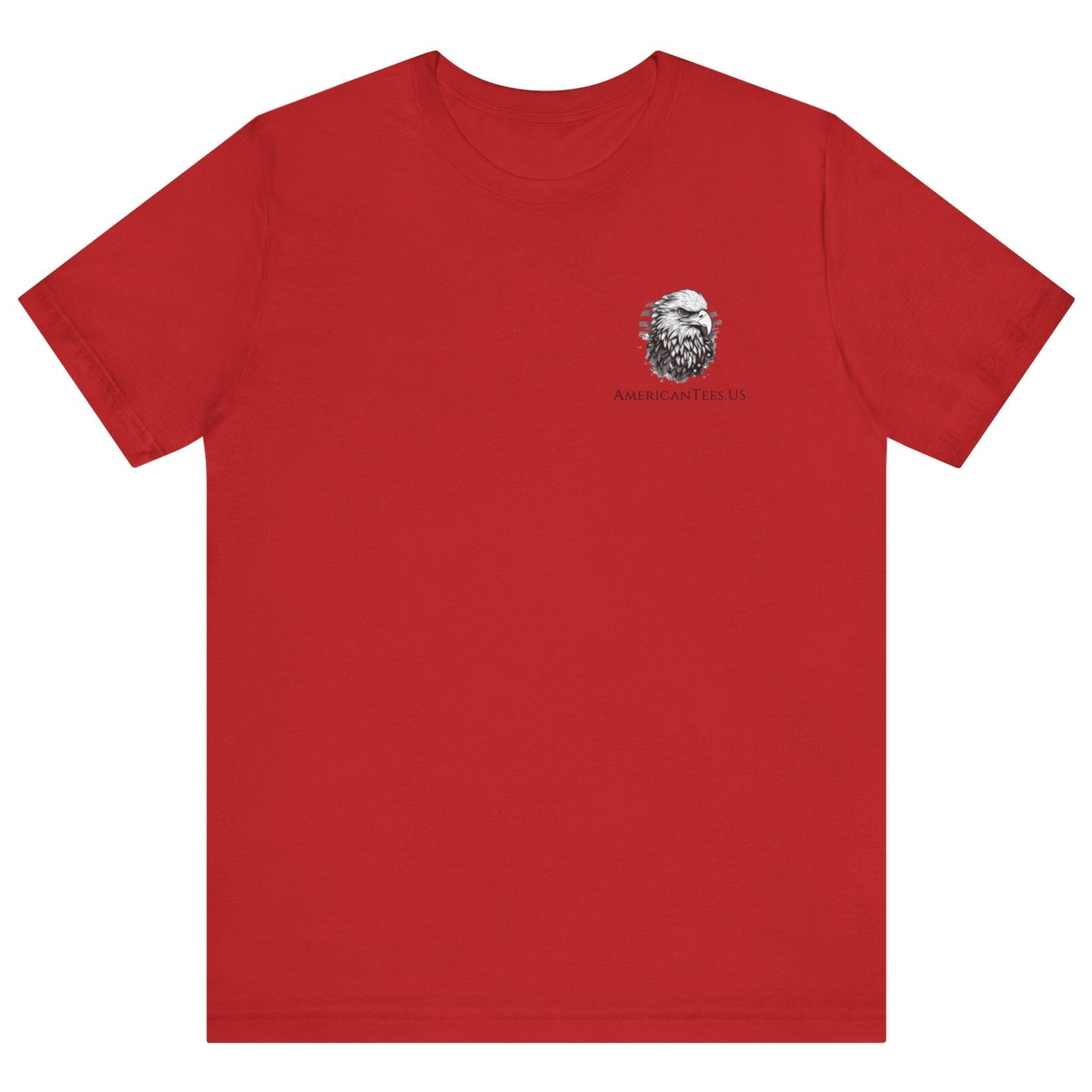 Second Amendment Patriotic Shirt with Rifle and Text Design, bill of rights, red colored shirt, front view