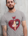 lucky-13-mans-ruin-athletic-heather-t-shirt-rockabilly-heathered-tee-mockup-of-a-man-leaning-against-a-concrete-wall