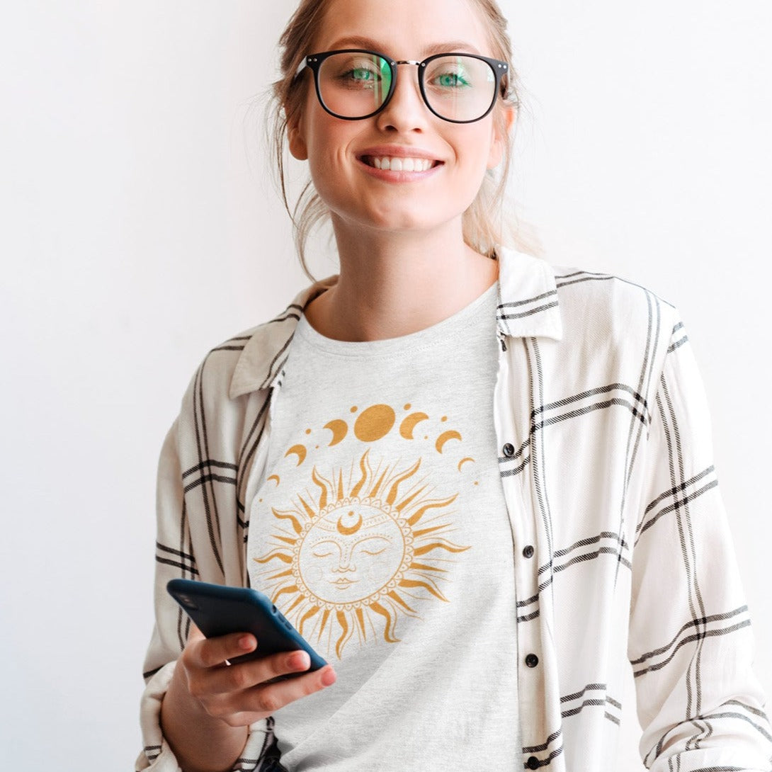 moon-phase-with-sun-white-t-shirt-tee-mockup-of-a-college-student-studying-at-home
