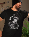 punk-forever-punker-singing-black-t-shirt-mockup-of-a-man-wearing-a-customizable-t-shirt-and-looking-through-a-window