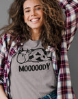Mooooody-cow-farm-athletic-heather-t-shirt-funny-mockup-of-a-long-haired-woman-wearing-a-heathered-tee-in-a-studio