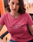 all-i-do-is-talk-shit-and-have-panic-attacks-berry-t-shirt-funny-unisex-woman-taking-some-notes-while-wearing-a-round-neck-tee-template