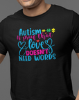 autism-is-proof-that-love-doesnt-need-words-black-t-shirt-awareness-tee-mockup-of-a-smiling-man