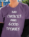 bad-choices-make-good-stories-team-purple-t-shirt-funny-unisex-mockup-of-an-edgy-woman-with-an-androgynous-style