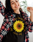 be-true-be-you-be-kind-be-brave-black-t-shirt-sunflower-womens-tee-mockup-of-a-woman-dancing-at-home