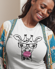 bubblegum-giraffe-white-t-shirt-womens-style-mockup-of-a-happy-woman-wearing-a-tee-at-home