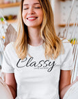 classy-until-kickoff-white-t-shirt-football-soccer-womens-mockup-of-a-smiling-woman-meditating-on-a-hammock-at-home