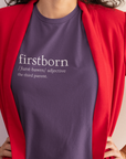 firstborn-the-third-parent-team-purple-t-shirt-bella-canvas-tee-mockup-of-a-woman-wearing-a-red-blazer