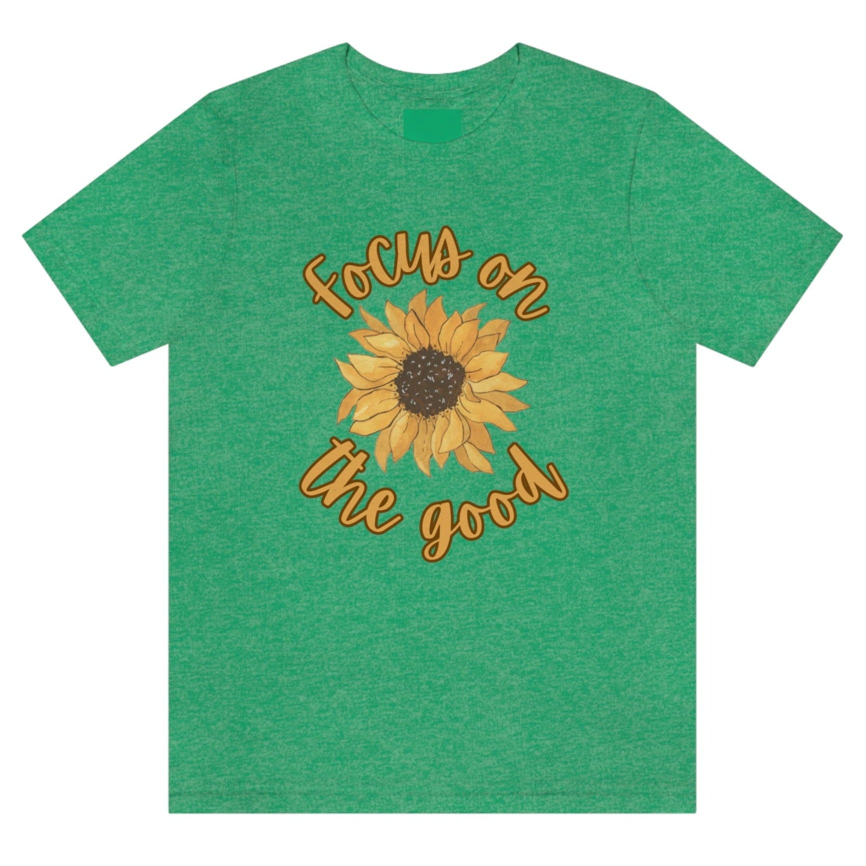 focus-on-the-good-sunflower-heather-kelly-green-t-shirt-womens