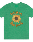 focus-on-the-good-sunflower-heather-kelly-green-t-shirt-womens