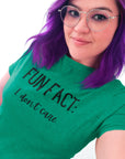 fun-fact-i-dont-care-funny-heatherd-kelly-t-shirt-womens-sarcastic-mockup-of-a-woman-with-purple-hair-taking-a-selfie