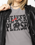 heifer-please-athletic-heather-grey-t-shirt-bella-canvas-t-shirt-mockup-of-a-woman-in-a-studio-wearing-a-leather-jacket