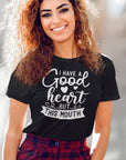 i-have-a-good-heart-but-this-mouth-pink-t-shirt-women-sarcastic-funny-mockup-of-a-smiling-young-woman-wearing-a-tee-on-the-street