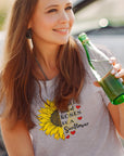 in-a-world-full-of-roses-be-a-sunflower-athletic-heather-grey-t-shirt-womens-mockup-of-a-woman-drinking-water-by-a-car