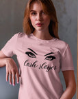 lash-slayer-pink-t-shirt-womens-fashion-mockup-of-a-blonde-woman-sitting-on-a-chair