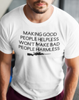making-good-people-helpless-wont-make-bad-people-harmless-white-t-shirt-mockup-featuring-a-man-going-upstairs