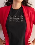 never-mistake-my-kindness-for-weakness-bella-canvas-t-shirt-mockup-of-a-woman-wearing-a-red-blazer