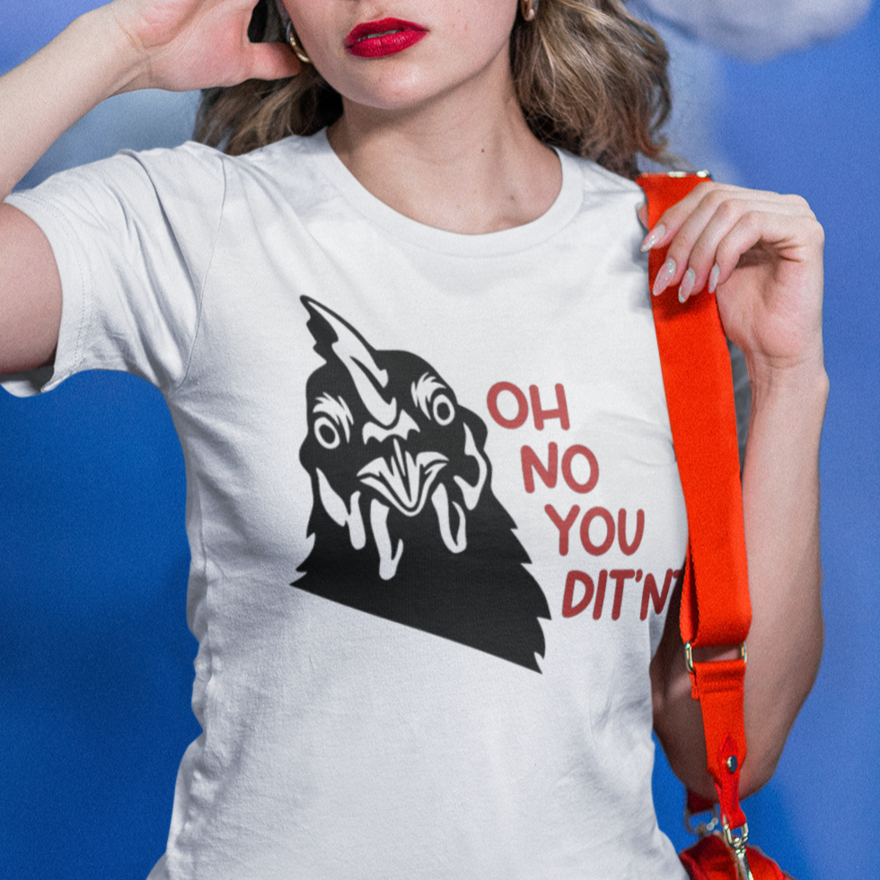 oh-no-you-ditnt-didnt-white-t-shirt-mockup-of-a-fed-up-woman-in-a-studio-with-clouds