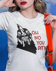 oh-no-you-ditnt-didnt-white-t-shirt-mockup-of-a-fed-up-woman-in-a-studio-with-clouds