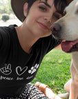 peace-love-dogs-black-t-shirt-selfie-of-a-pretty-girl-wearing-a-tee-mockup-with-her-dog