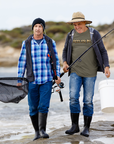 reeler-in-army-green-t-shirt-mockup-of-two-fishermen-walking-by-the-sea-fishing