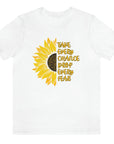 take-every-chance-drop-every-fear-white-t-shirt-sunflower