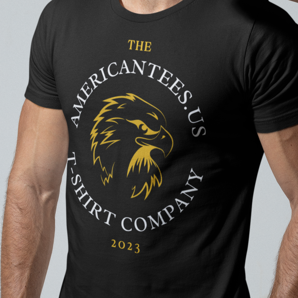 the-americantees-us-t-shirt-company-2023-army-green-tee-mockup-of-a-man-looking-through-a-glass-vase-with-water