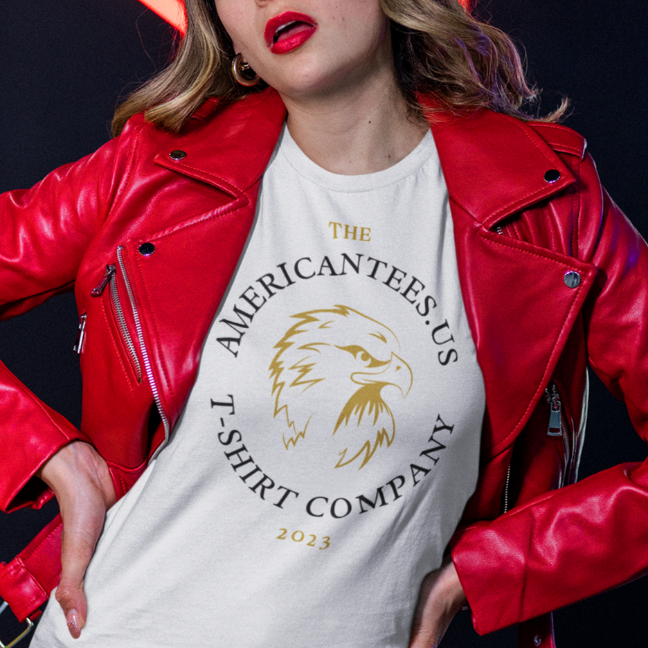 the-americantees-us-t-shirt-company-2023-white-tee-bella-canvas-mockup-featuring-a-woman-posing-in-front-of-a-neon-heart