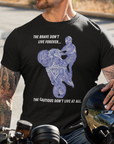 the-brave-dont-live-forever-black-t-shirt-mockup-featuring-a-man-on-his-motorcycle