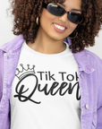 tik-tok-queen-rounded-neck-bella-canvas-tee-mockup-of-a-woman-with-sunglasses
