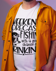 weekend-forecast-fishing-with-a-good-chance-of-drinking-white-t-shirt-round-neck-tee-mockup-of-a-smiling-man-with-short-hair-at-a-studio