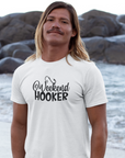 weekend-hooker-white-t-shirt-mockup-of-a-blonde-long-haired-man-barefoot-at-the-beach