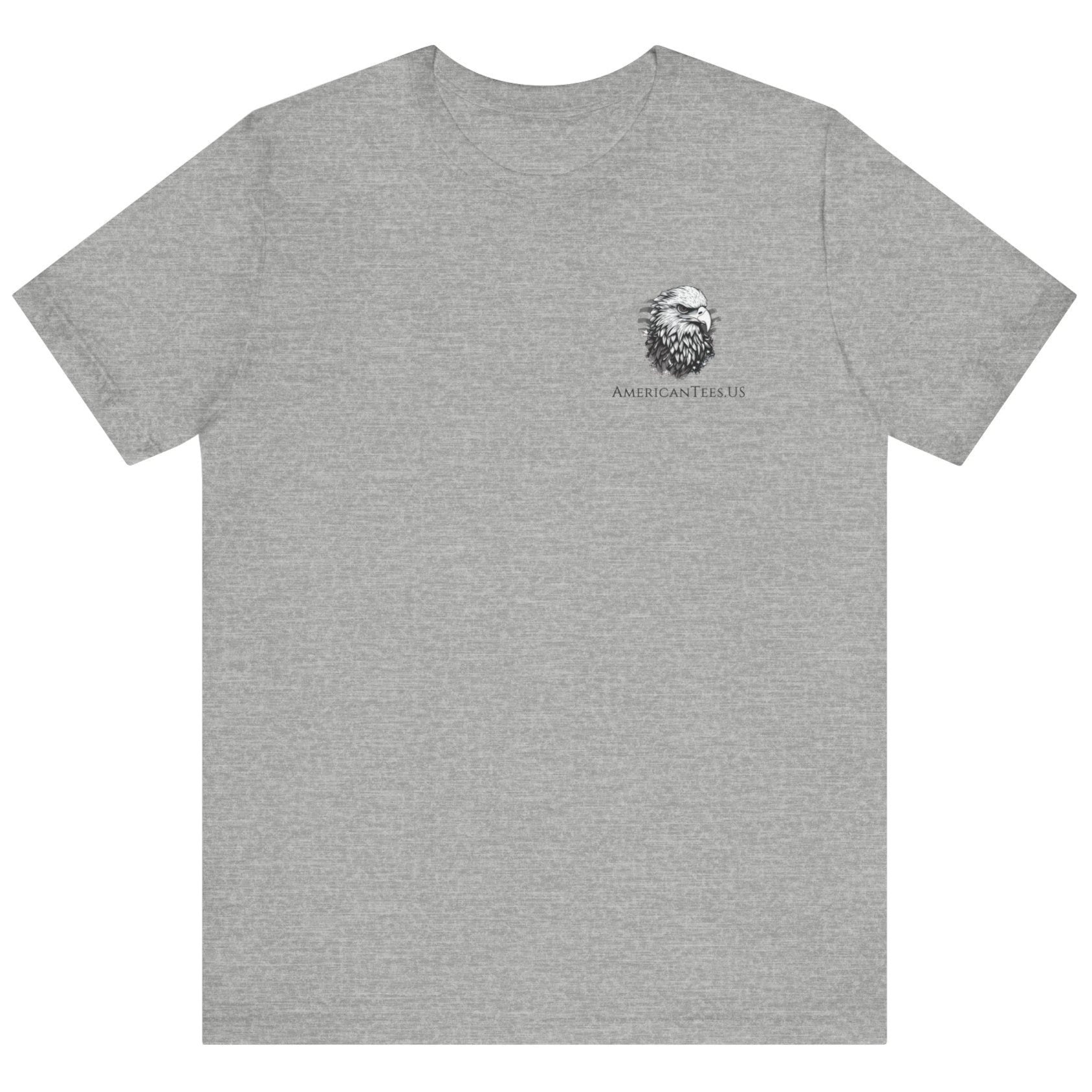 Second Amendment Patriotic Shirt with Rifle and Text Design, bill of rights, athletic heather colored shirt, front view