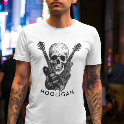 anarchy-strings-punk-black-tee-t-shirt-mockup-of-a-tattooed-man-on-a-busy-street
