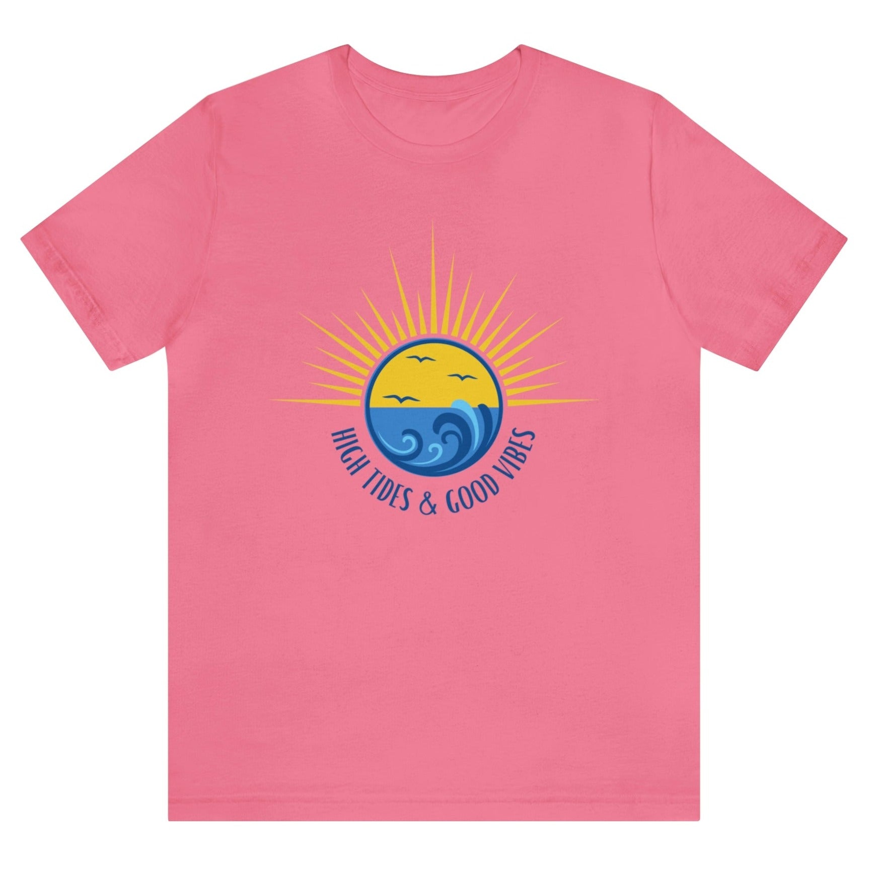 high-tides-and-good-vibes-charity-pink-t-shirt-beach-sunset-unisex