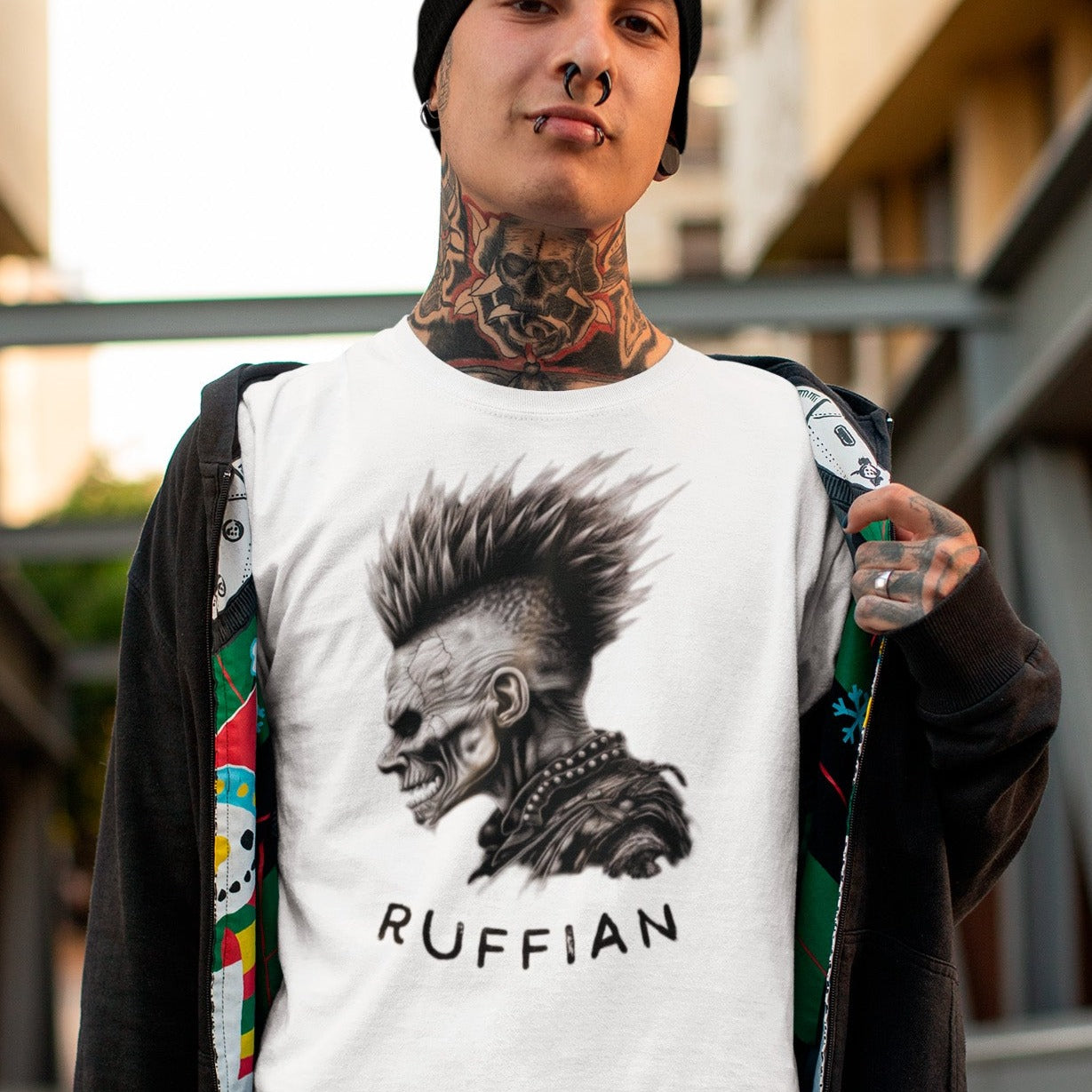 punk-persona-black-t-shirt-mockup-of-an-edgy-man-smirking-while-showing-off-his-tee
